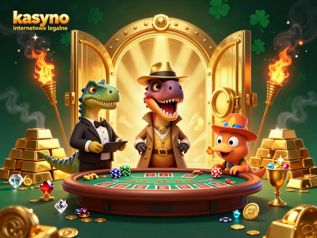 Experience the excitement at kasyno internetowe legalne with a thrilling blackjack scene featuring a clever velociraptor.