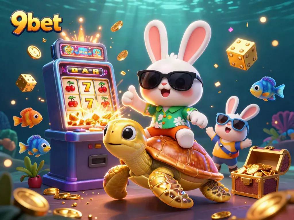Join the fun with 9bet as a lucky rabbit wins big in a vibrant casino world.