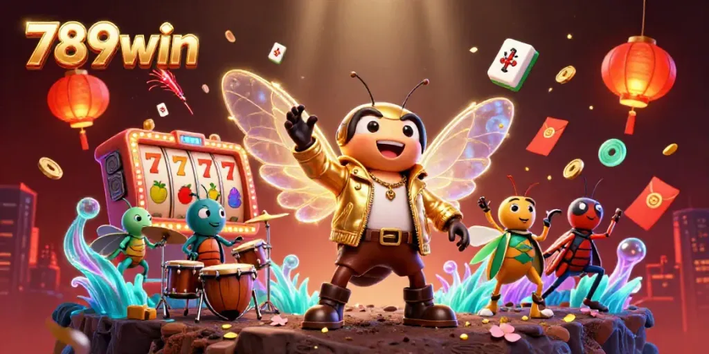 Experience the thrill of 789win with a vibrant casino illustration featuring lively characters and exciting game elements.