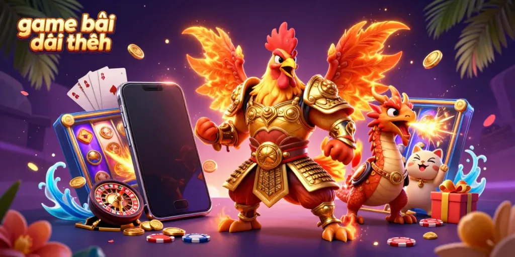 Engage in gaming excitement with game bài đổi thưởng in a thrilling casino scene featuring vibrant characters and action.