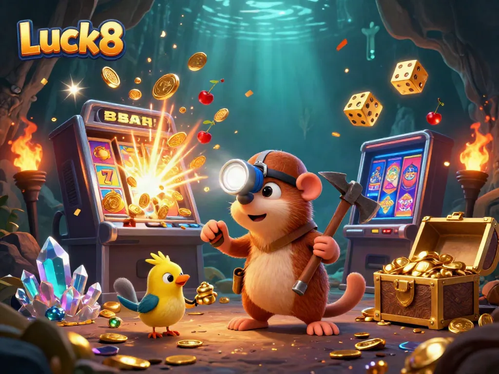 Discover exciting winnings at Luck8 with dynamic casino games and vibrant 3D illustrations.