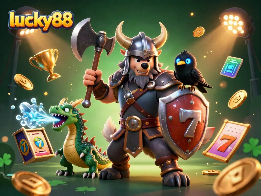 Experience thrilling gaming adventures with lucky88 in this vibrant 3D casino scene featuring hero characters.