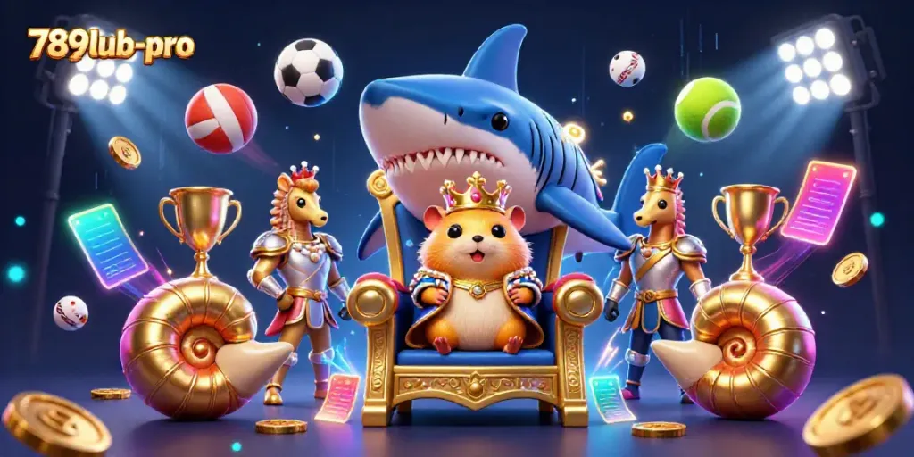 Experience gaming excitement with 789lub-pro featuring a fierce hamster king and vibrant sports elements.