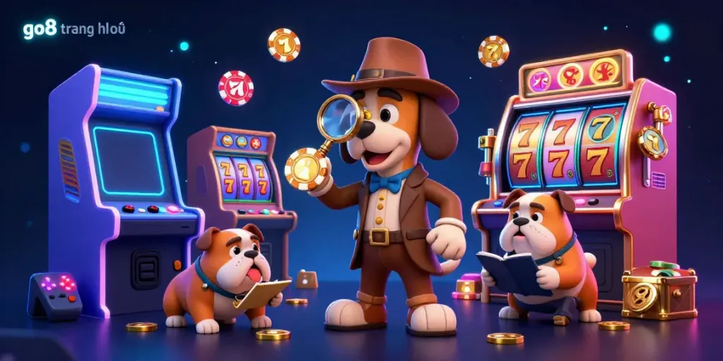 Engage with the vibrant world of go8 trang chủ as characters uncover golden chips amidst dynamic slot reels.