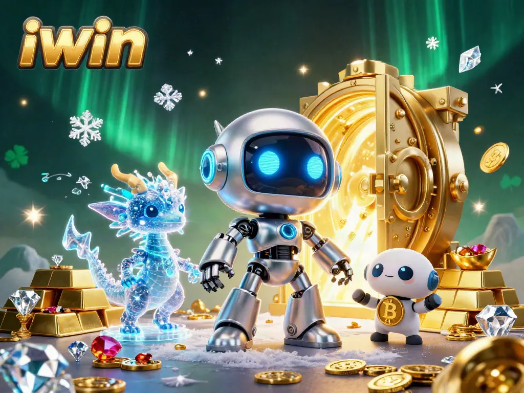 Engage with iwin's thrilling gaming scene featuring neon characters, treasures, and dazzling effects.