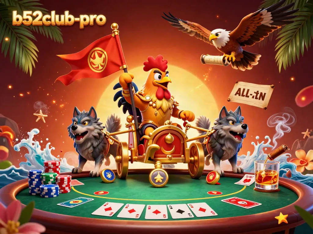 Engage with b52club-pro by enjoying vibrant poker action in a vibrant 3D casino scene.