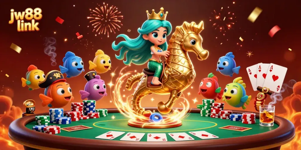 Experience the thrill of gaming with jw88 link amidst vibrant casino elements and characters.