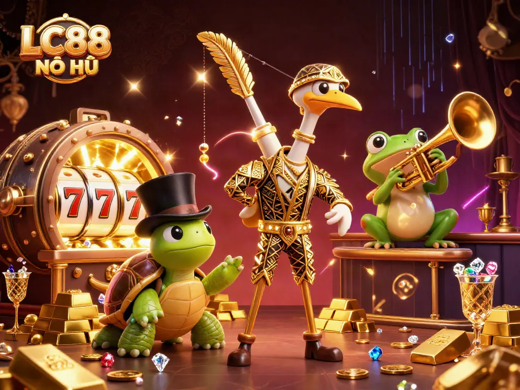 Spin the reels and chase jackpots with LC88 NỔ HŨ in a vibrant casino atmosphere bursting with treasures.