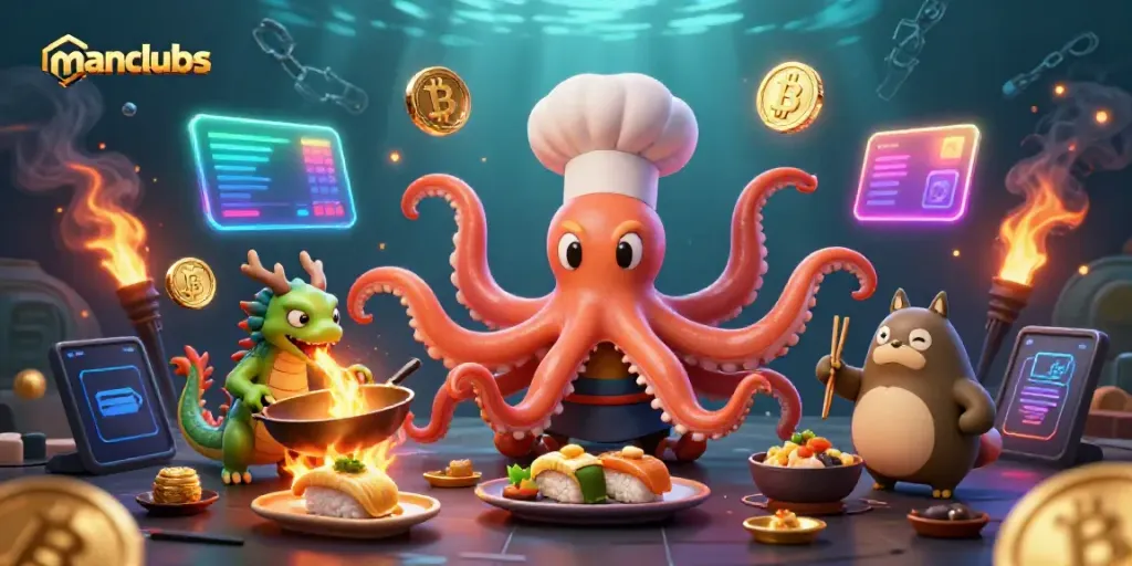 Experience the excitement of manclubs in this vibrant 3D casino scene, showcasing unique characters and gold elements.
