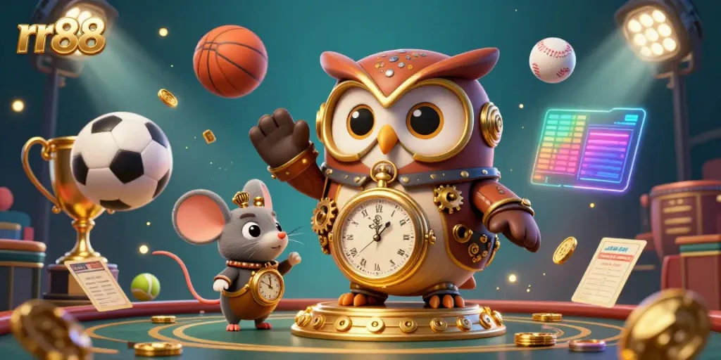 Experience the excitement of rr88 casino with a whimsical 3D owl, rich games, and vibrant sports.
