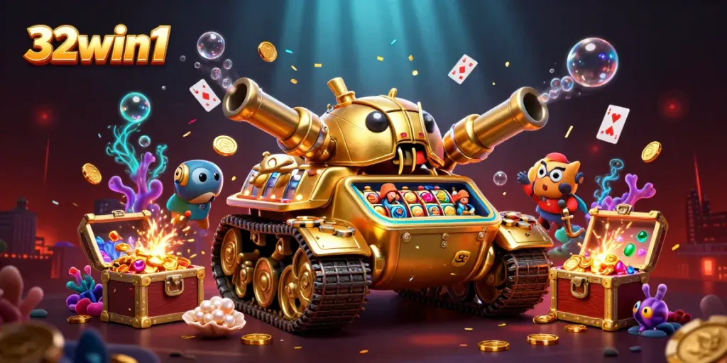 Play and win at 32win1 with our exciting casino games inside a golden beetle tank.