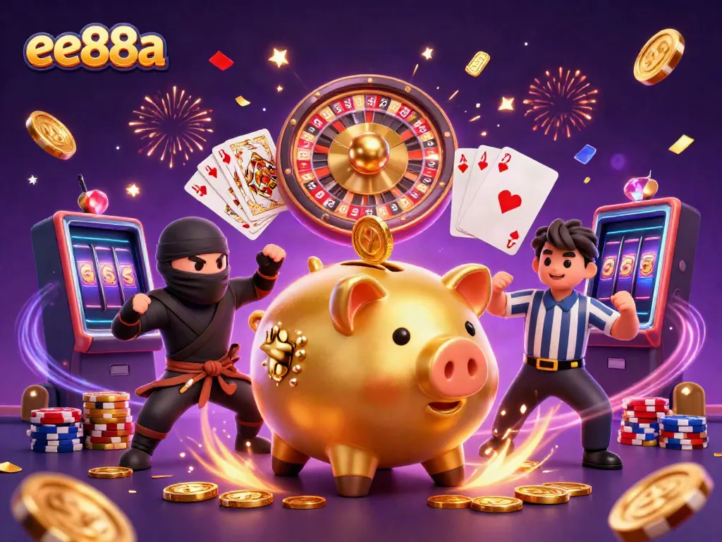 ee88a features engaging casino characters in a vibrant, animated scene highlighting the excitement of gameplay.