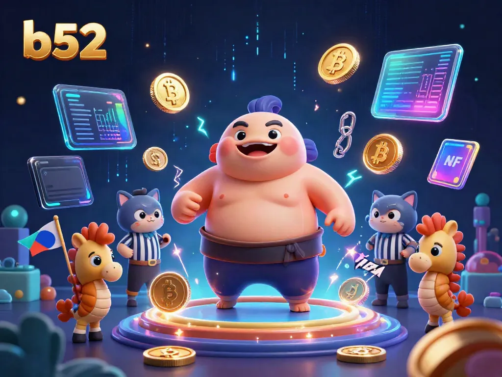Bet on fun with B52 at the vibrant underwater casino featuring fugu, catfish referee, and coins.