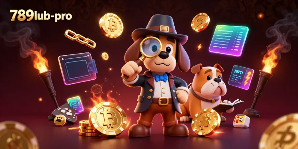 Explore the thrilling world of 789lub-pro with cartoon detectives discovering hidden treasures and crypto elements.