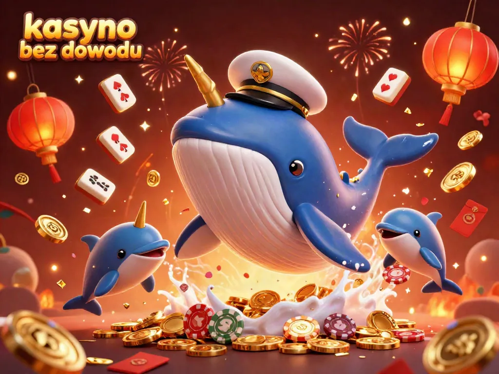 Experience kasyno bez dowodu with whales, narwhals, and dolphins in a vibrant 3D casino scene.