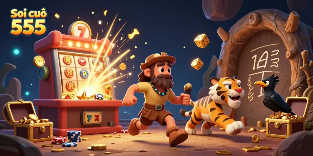 Engage with Soi cầu 555 and explore thrilling casino dynamics with lively characters and a vibrant setting.