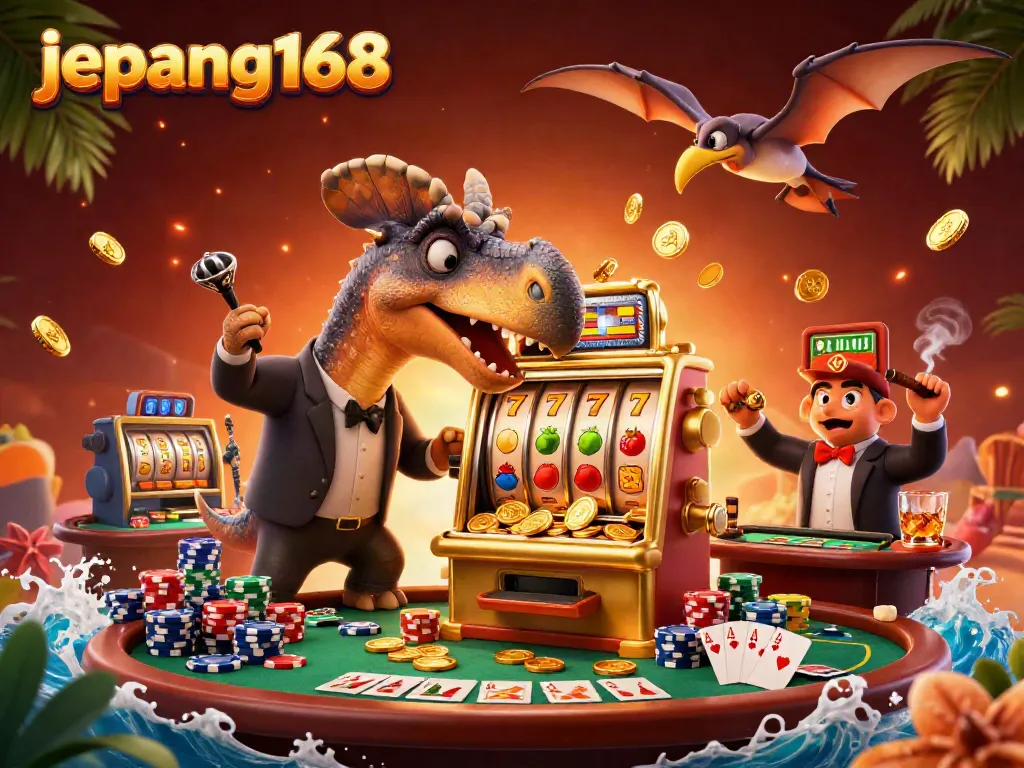 Experience the thrill of japan168 as a pachycephalosaurus wins a jackpot, coins flying everywhere!