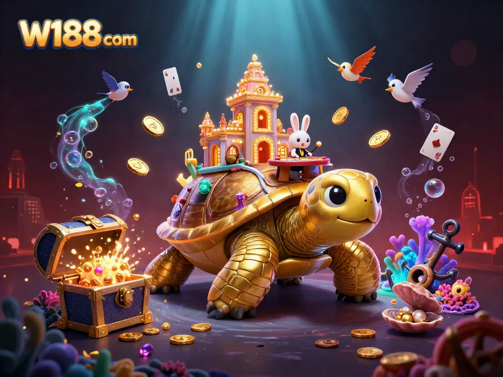Experience thrilling gambling at W188 com with vibrant casino elements and dynamic action in a captivating underwater scene.