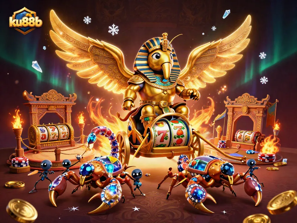 Engage with ku88b's dynamic casino experience showcasing thrilling slots and vibrant casino elements.