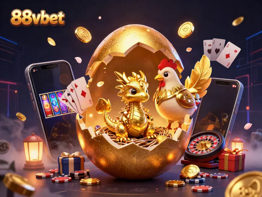 Experience the thrill of 88vbet with a golden dragon and engaging casino elements.