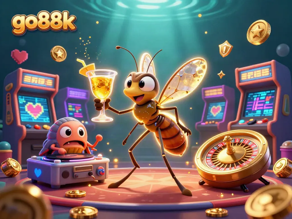 Engage with go88k’s vibrant casino world featuring cartoon characters in a rich 3D scene.