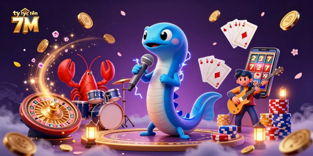 Experience the excitement of tỷ số trực tuyến 7M with electric eel DJ and vibrant casino scene.