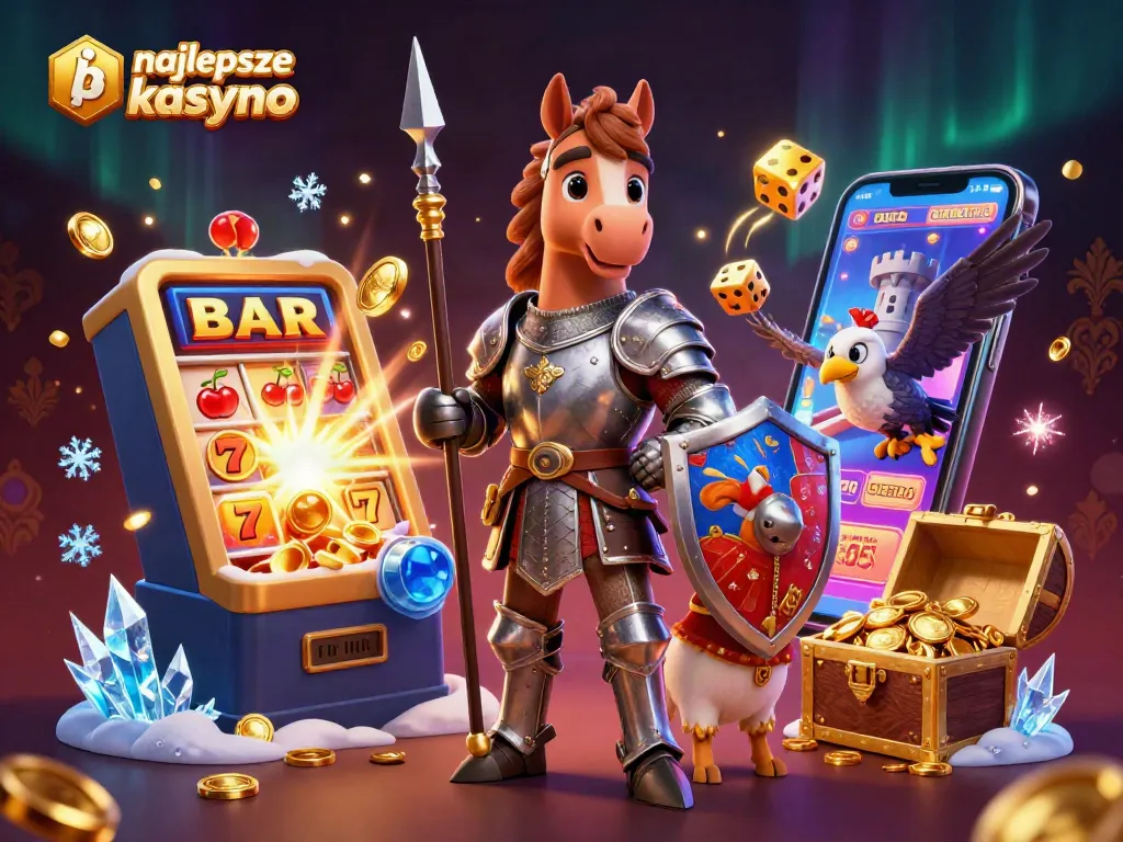 Experience the thrill at najlepsze kasyno bitcoin with an exciting medieval casino scene featuring a knight and puppy.