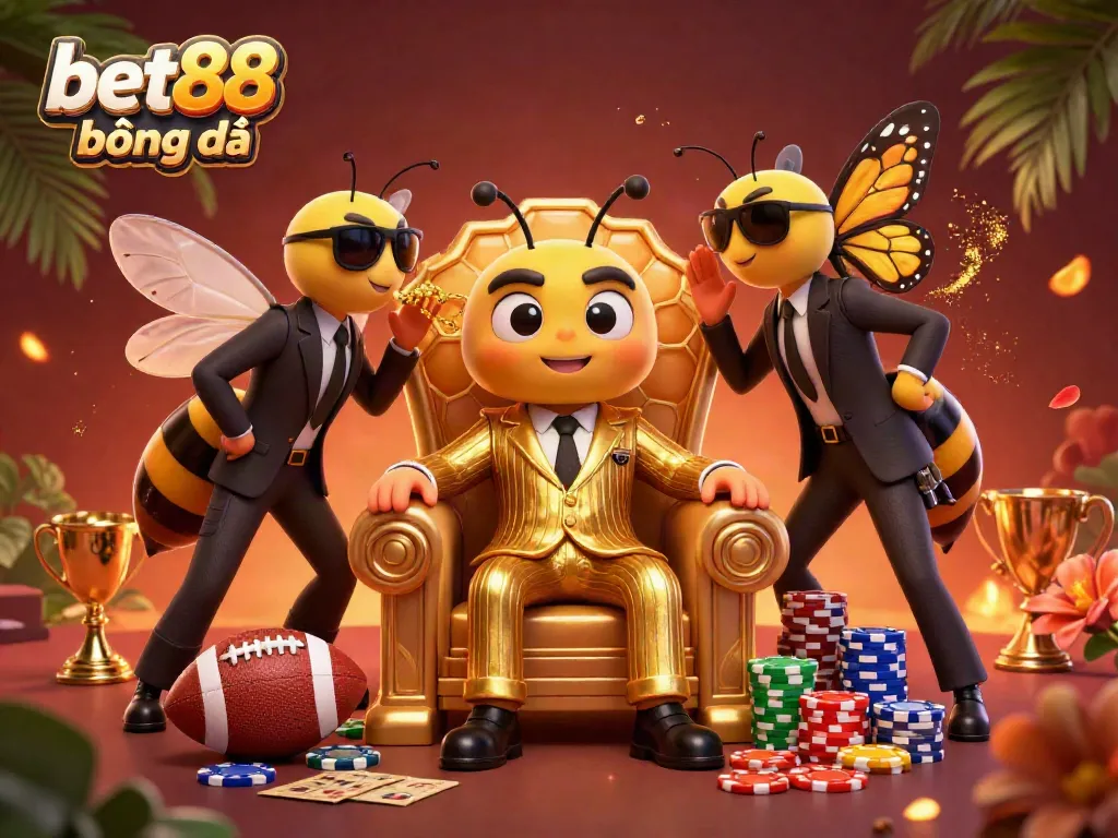 Engage with exciting betting on bet88 bóng đá, showcasing an exhilarating 3D cartoon scene filled with sports elements.